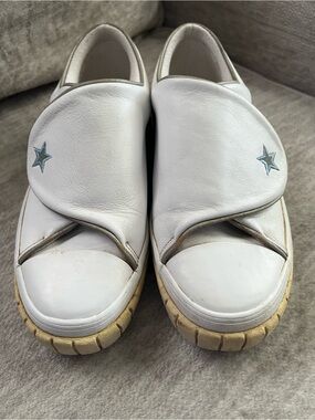 Vintage Converse White Leather Burrito Sneakers Size 8.5